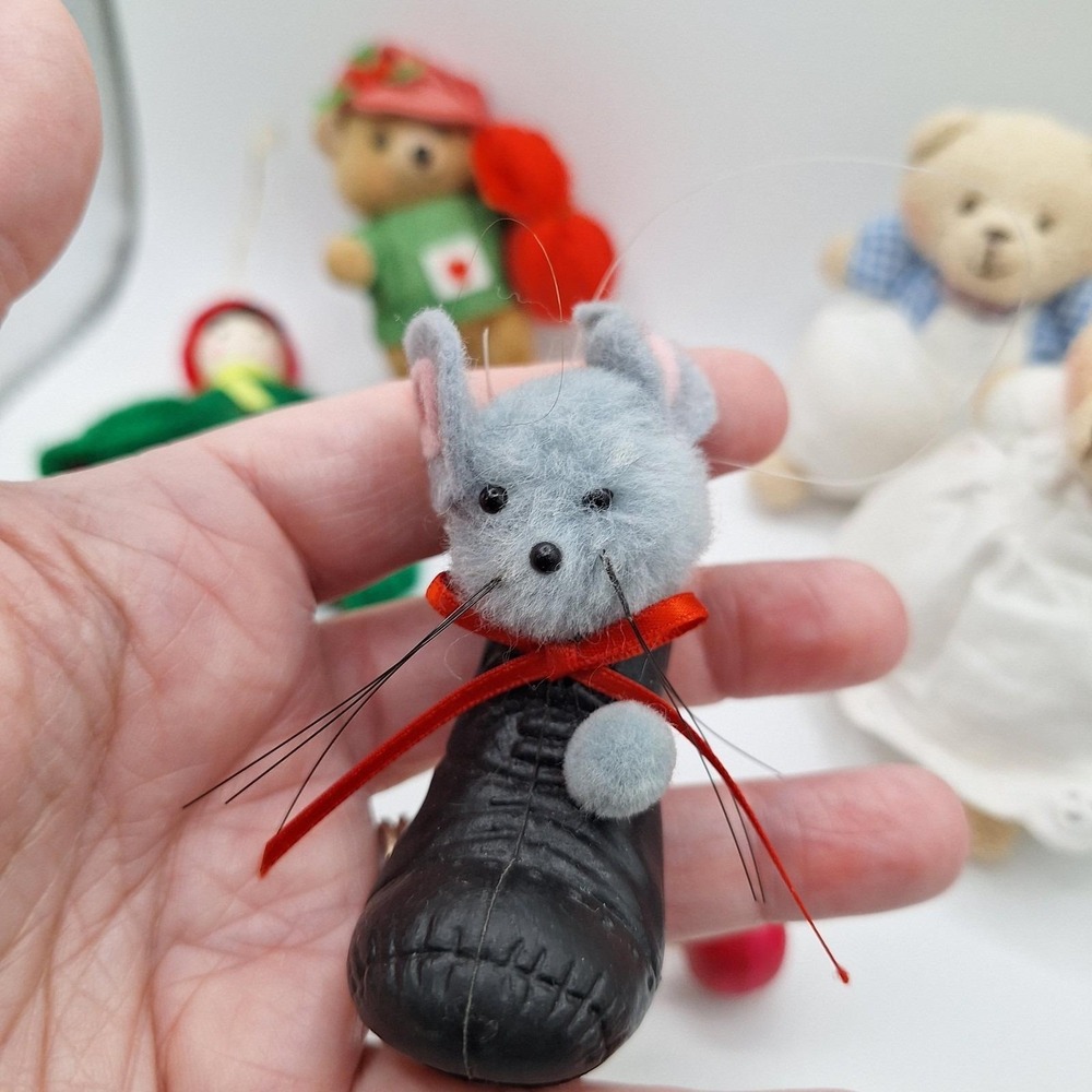 Lot of 6 Vintage Ornaments Bears, Horse & Mouse Adorable Some Possible Hand made - Picture 7 of 12